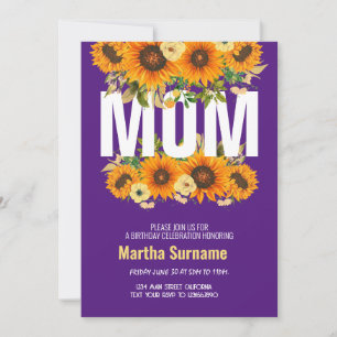 Verjaardagsfeest voor mama paarse bloemen kaart