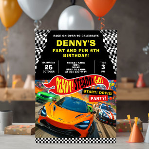 Verjaardagsfeest voor raceauto's kaart