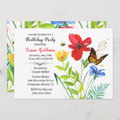 Verjaardagsfeest voor vrouwen bloemontwerp  kaart (Voorkant / Achterkant)