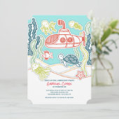 Verjaardagsfeest voor zee en onderzeeër kaart (Staand voorkant)