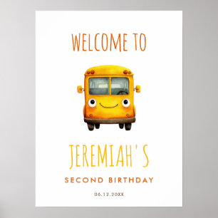 Verjaardagsfeest-welkomstposter voor schoolbus poster