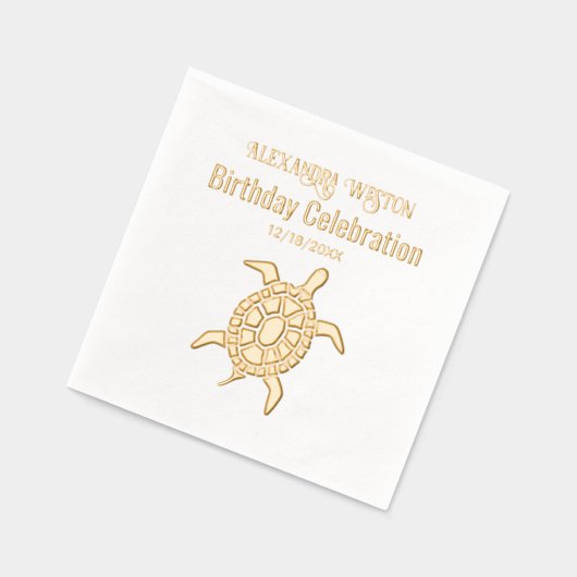 Verjaardagsfeest Zeeschildpad Feest #2 Naam Datum Folie Servetten (Links)