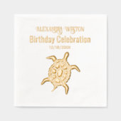 Verjaardagsfeest Zeeschildpad Viering #2 Naam Datu Folie Servetten (Voorkant)