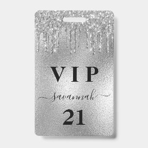 Verjaardagsfeest zilveren glitters glazuur luxe vi badge