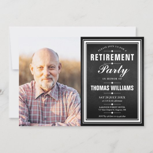 Verjaardagsfeest Zwart En Wit Schoolbord Foto  Kaart (Voorkant)