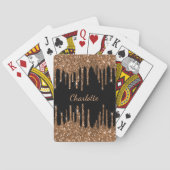 Verjaardagsfeest zwart goud glitterspetters monogr pokerkaarten (Achterkant)