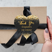 Verjaardagsfeest zwart goud naam Dank u Hart Sticker