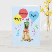 Verjaardagsfeestballonnen Malinois Kaart (Gele Bloem)