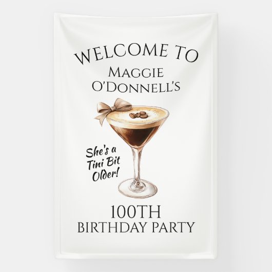 Verjaardagsfeestbanner 100ste Espresso Martini Spandoek (Verticaal)