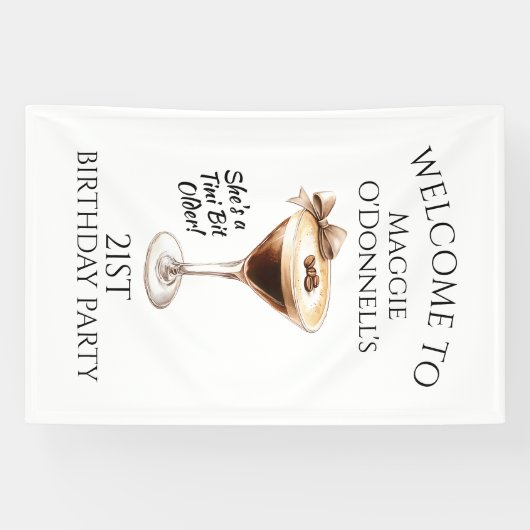 Verjaardagsfeestbanner 21e Espresso Martini Spandoek (Horizontaal)