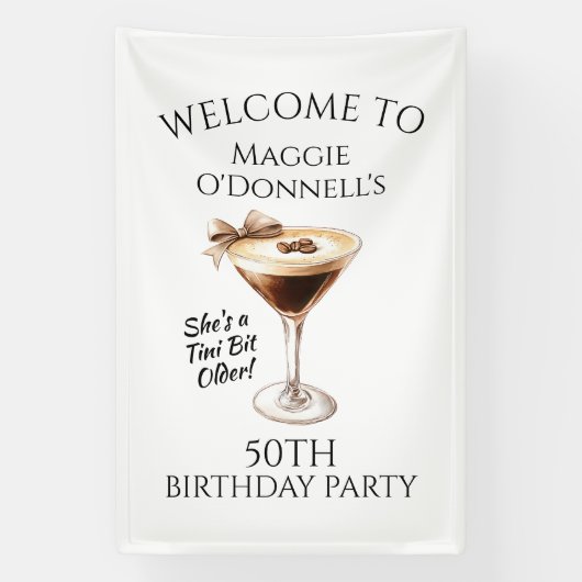 Verjaardagsfeestbanner 50e Espresso Martini Spandoek (Verticaal)