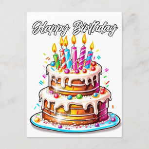Verjaardagsfeestcake Briefkaart
