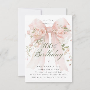 VERJAARDAGSFEESTJE 100e Verjaardag Elegante Roze B Kaart