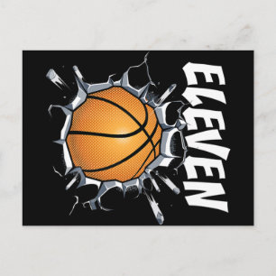 Verjaardagsfeestje 11 jaar oud basketbal 11e jonge briefkaart