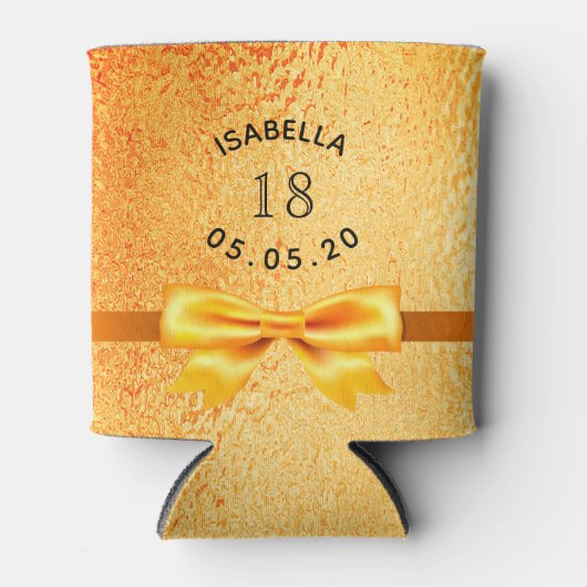 Verjaardagsfeestje 18 jaar goud elegante strik blikjeskoeler (Voorkant)