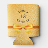 Verjaardagsfeestje 18 jaar goud elegante strik blikjeskoeler (Achterkant)