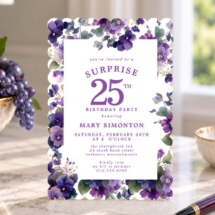 VERJAARDAGSFEESTJE 25e Verjaardag Paarse Violet Bl Kaart