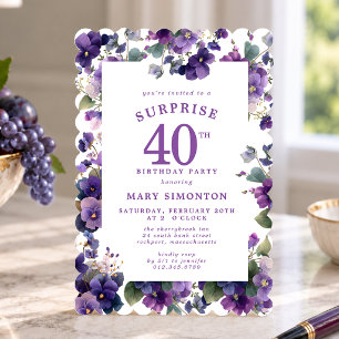 VERJAARDAGSFEESTJE 40e Verjaardag Paarse Violet Bl Kaart