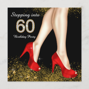 Verjaardagsfeestje 60 wordt Red Black and Gold Kaart
