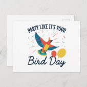 Verjaardagsfeestje alsof het je Vogeldag is Grappi Briefkaart (Voorkant / Achterkant)