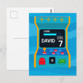 Verjaardagsfeestje Arcade Game Birthday Boy Level  Briefkaart (Voorkant / Achterkant)