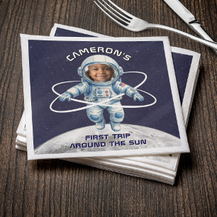 Verjaardagsfeestje astronaut 1e reis rond de zon servet