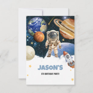 Verjaardagsfeestje astronaut galactische knal in d bedankkaart