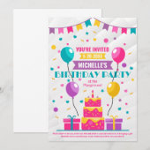 Verjaardagsfeestje | Ballonnen | Confetti  Kaart (Voorkant / Achterkant)