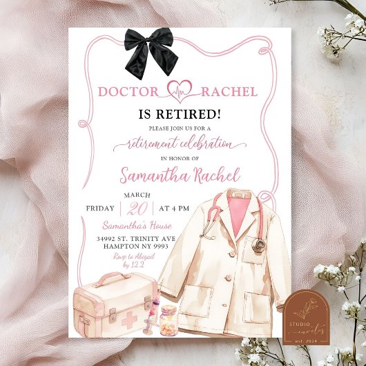 Verjaardagsfeestje Black Bow Dokter met Pensioen Kaart