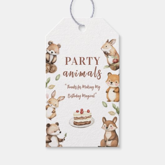 Verjaardagsfeestje bosdieren cadeaulabel (Voorkant)
