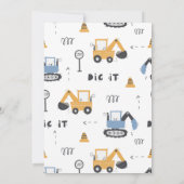 Verjaardagsfeestje Bouw Dump Truck Kaart (Achterkant)