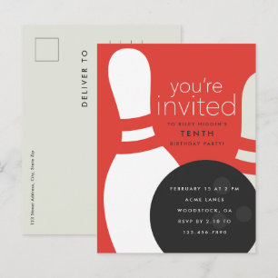 Verjaardagsfeestje bowlen uitnodiging briefkaart