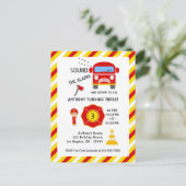 Verjaardagsfeestje brandweerman briefkaart (Staand voorkant)