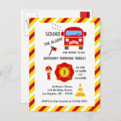 Verjaardagsfeestje brandweerman briefkaart (Voorkant / Achterkant)