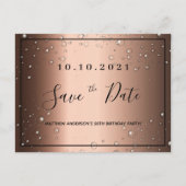 Verjaardagsfeestje brons zwart bewaar de datum briefkaart (Voorkant)