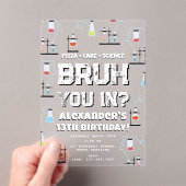 Verjaardagsfeestje Bruh Boy Tiener Wetenschap Them Acryl Uitnodigingen (Insitu (Draagbaar))