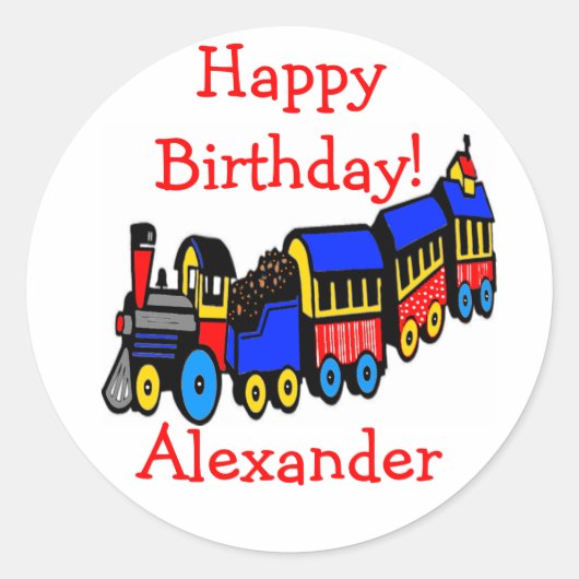 verjaardagsfeestje | Choo-Choo trein Ronde Sticker (Voorkant)