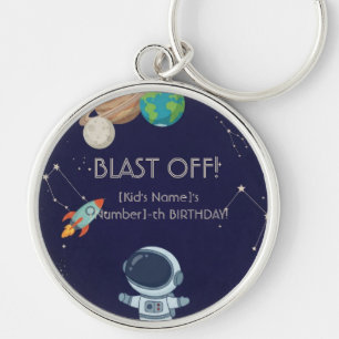 Verjaardagsfeestje Cute Space Adventure Sleutelhanger