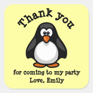 Verjaardagsfeestje Dank Je Cute Pinguïn Vierkante Sticker
