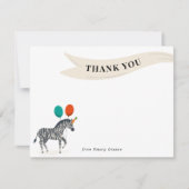 Verjaardagsfeestje Dier Zebra Bedankbrief Bedankkaart (Voorkant)