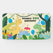 Verjaardagsfeestje Dinosaur feestbanner
