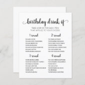 Verjaardagsfeestje Drink Als spel bewerkbare kaart (Voorkant / Achterkant)