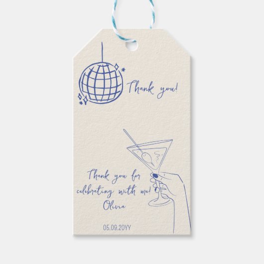 Verjaardagsfeestje fancy Retro Cocktail dank u Cadeaulabel (Voorkant)