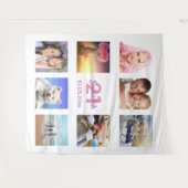 Verjaardagsfeestje foto collage wit roze wandkleed (Voorkant (horizontaal))