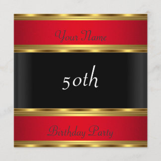 Verjaardagsfeestje Goud Rood Zwart Kaart