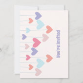 Verjaardagsfeestje hart ballonnen Cute uitnodiging (Achterkant)