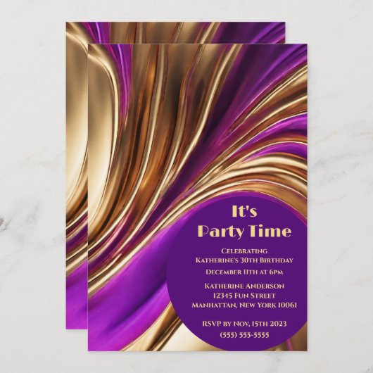 Verjaardagsfeestje-Het is Feesttijd-Abstract Flow Kaart (Voorkant / Achterkant)