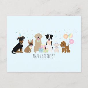 Verjaardagsfeestje Honden Blauw Briefkaart