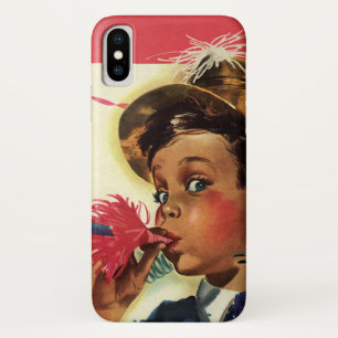 Verjaardagsfeestje in vintage stijl, meisje met la iPhone x hoesje