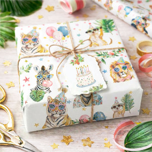Verjaardagsfeestje Jungle Dieren Cadeaupapier
